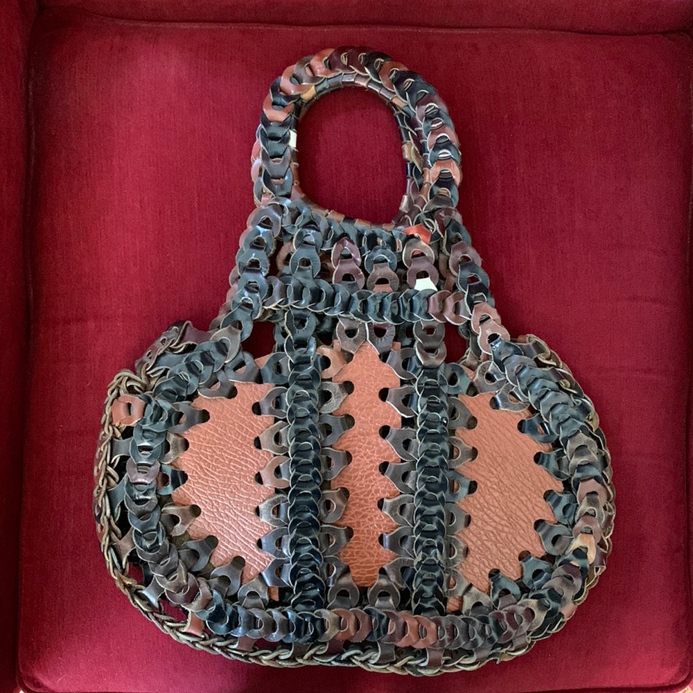 Vintage Hippie Leather Chain Link Satchel